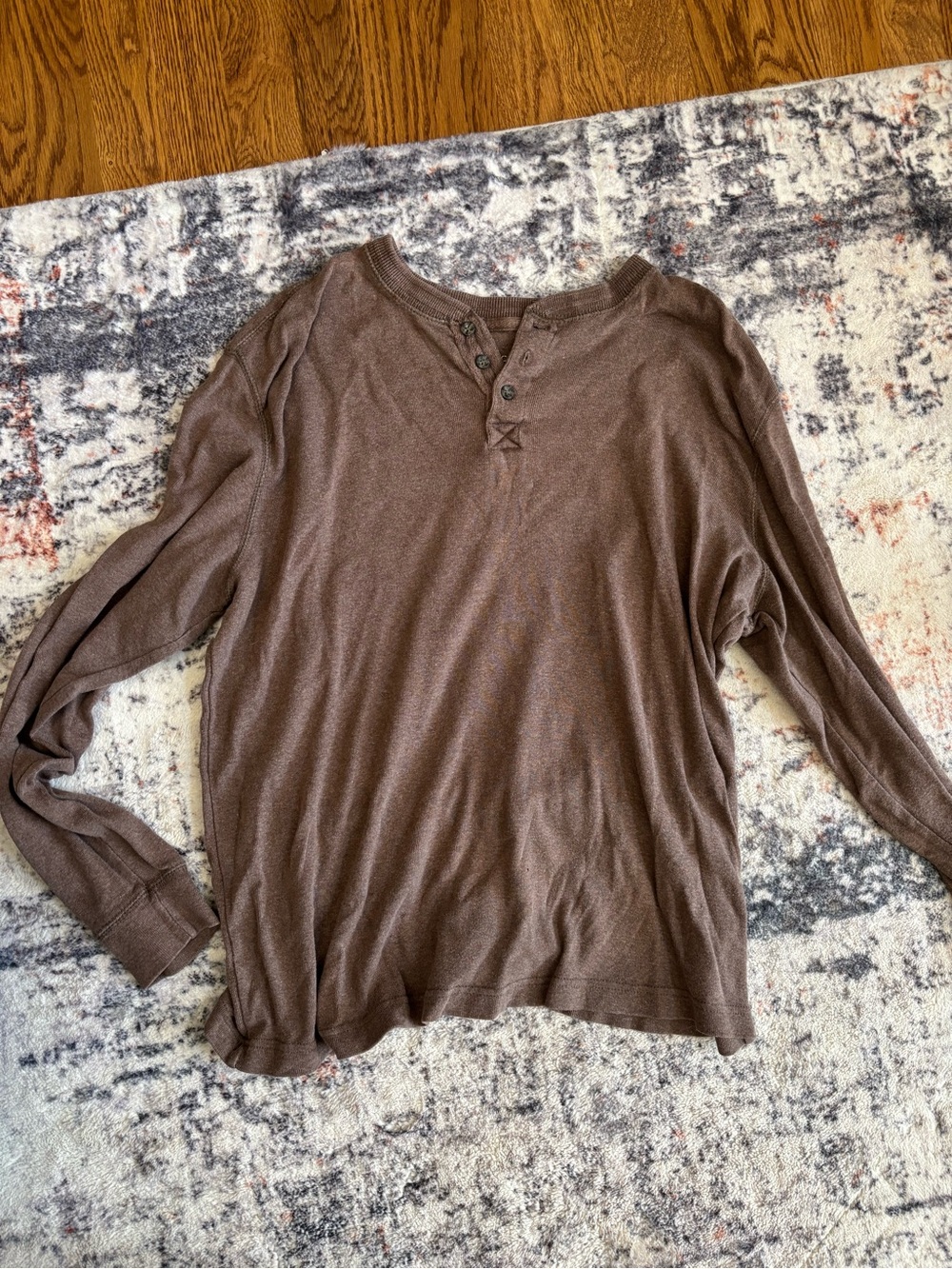 Basic Editions Brown Long-Sleeve Henley Top